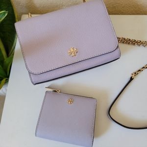 Tory Burch Lilac Mini Carter Shrunken Shoulder Crossbody Bag